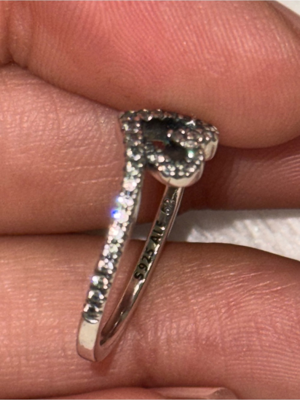 Pandora Silver Heart Ring with Pink Accents - Picture 2 of 2